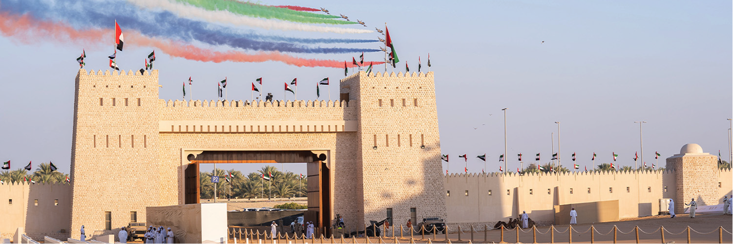 Three grandstands for up to 10,000 guests and 120 fully serviced tribal tents supported a national celebration of unity and heritage in Al Wathba.