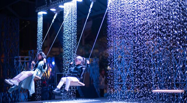 Activations + Experiential - Picture shows a rain waterfall swing 