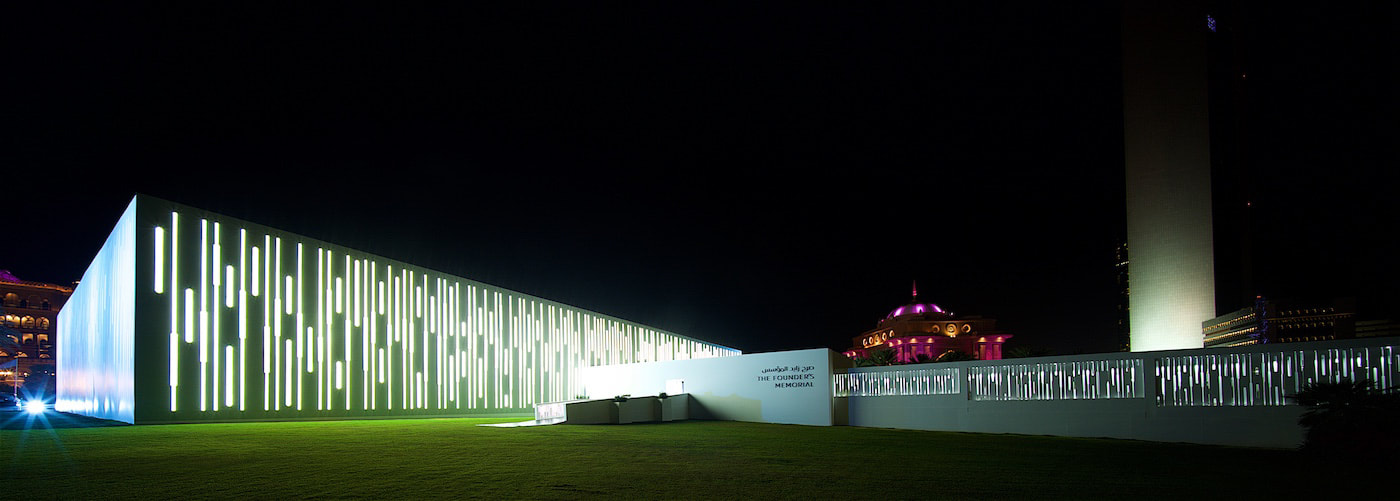 A shot of the exterior of the Majlis at the founders memorial, Abu Dhabi